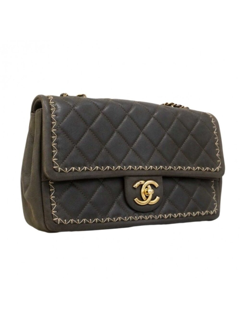 Chanel Shoulder Bag Quilted Lambskin Brown Gold - Picture 2 of 10